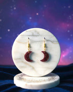 Gold Celestial Moon Earrings - Crescent Moon Drop Earrings