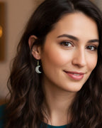 Gold Celestial Moon Earrings - Crescent Moon Drop Earrings